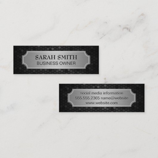 銀色のメタリックバナー |幾何学未来的 スキニー名刺 (正面/裏面)