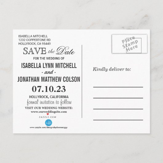 銀色のライトシャワーと黒で日付を保存 案内ポストカード (裏面)