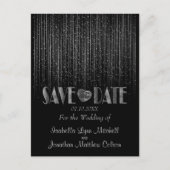 銀色のライトシャワーと黒で日付を保存 案内ポストカード (正面)
