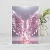 銀色のライトピンクエンジェルウィングシンボル 招待状 (スタンド正面)