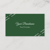 銀色のラインが入ったフォレストグリーン+写真+QRコード 名刺 (正面)