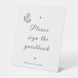 銀色のヴァージンメアリーウェディングレセプション 台座サイン