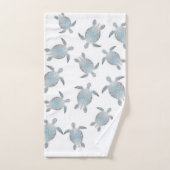 銀色の亀のパターン白い海岸 バスタオルセット (ハンドタオル)