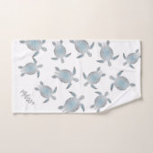 銀色の亀のパターン白い海岸 バスタオルセット (ハンドタオル)