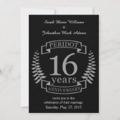 銀色の伝統的な結婚16周年記念 招待状 (正面)