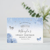 銀色の光 輝く青いバラ エレガント セーブザデート (スタンド正面)