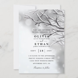 銀色の冬の結婚式招待状 招待状