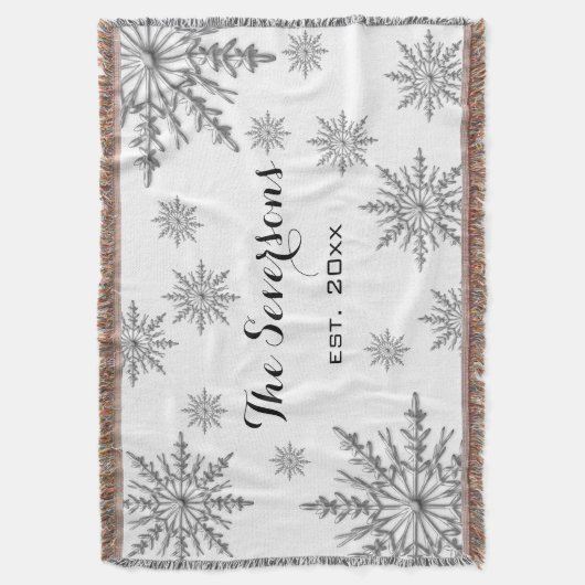 銀色の冬の雪が白に輝く スローブランケット (正面縦)