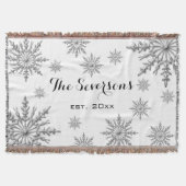 銀色の冬の雪が白に輝く スローブランケット (正面)