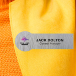 銀色の従業員の名前のバッジ(ロゴ付カスタムき) 名札