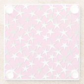 銀色の明るい赤紫色ピンク ガラスコースター (裏面)