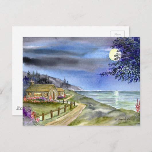 銀色の月の光によって ポストカード (正面/裏面)