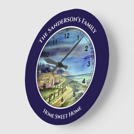 銀色の月の大きな時計の光で ラージ壁時計 (傾斜)