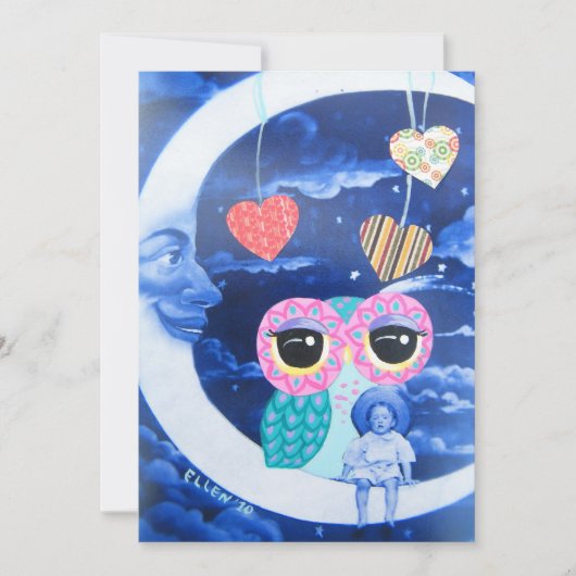 銀色の月の赤ん坊シャワーの光に照らされて 招待状 (正面)