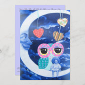 銀色の月の赤ん坊シャワーの光に照らされて 招待状 (正面/裏面)