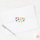 銀色の枠の色の付いた円 ラウンドシール (封筒)