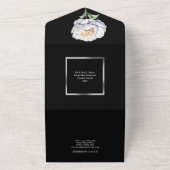 銀色の牡丹フローラ結婚の花の豪華 オールインワン招待状 (外側)