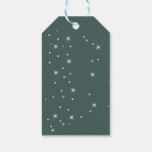 銀色の紙吹雪、星、クリスマスパインの木 ギフトタグ (裏面)