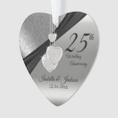 銀色の結婚25周年記念の記念品 オーナメント (正面)