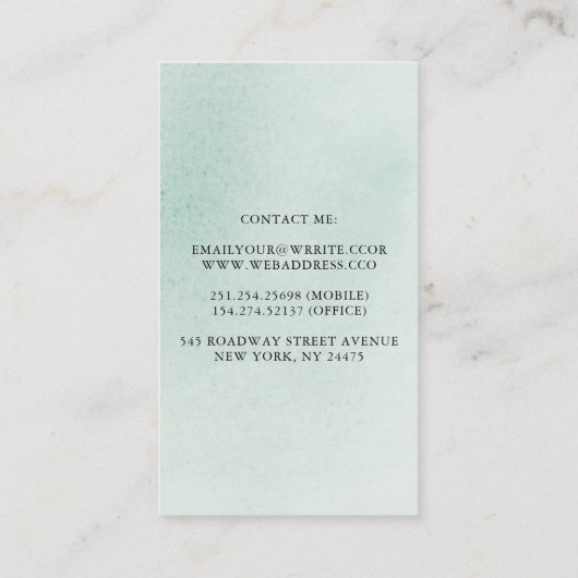 銀色の緑のボホエレガントの葉の多肉植物 名刺 (裏面)