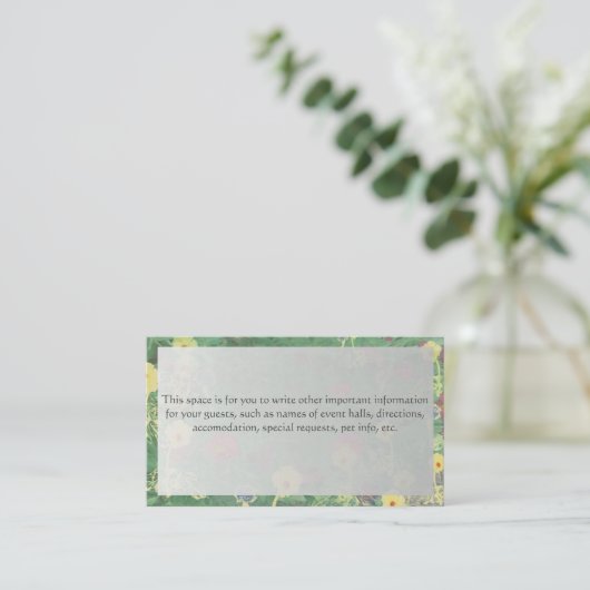 銀色の緑の花の結婚式の追加情報 エンクロージャーカード (スタンド正面)