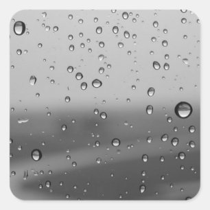 銀色の背景に雨が降る スクエアシール