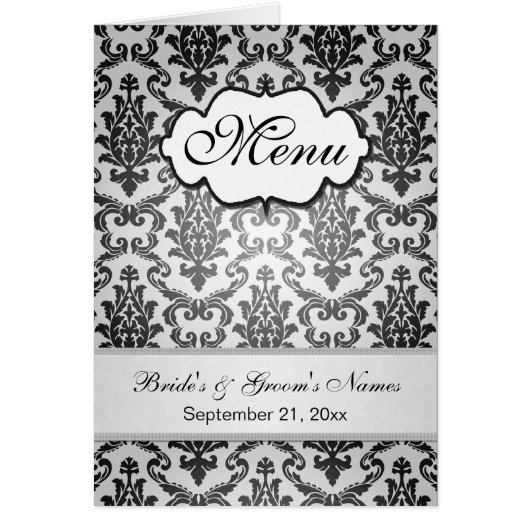 銀色の背景に黒いダマスクMenu (正面)