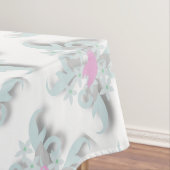 銀色の花と葉を使ったピンクの鳩 テーブルクロス (インサイチュ)