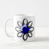 銀色の花と青い石 コーヒーマグカップ (左)