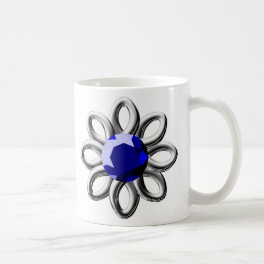 銀色の花と青い石 コーヒーマグカップ (右)