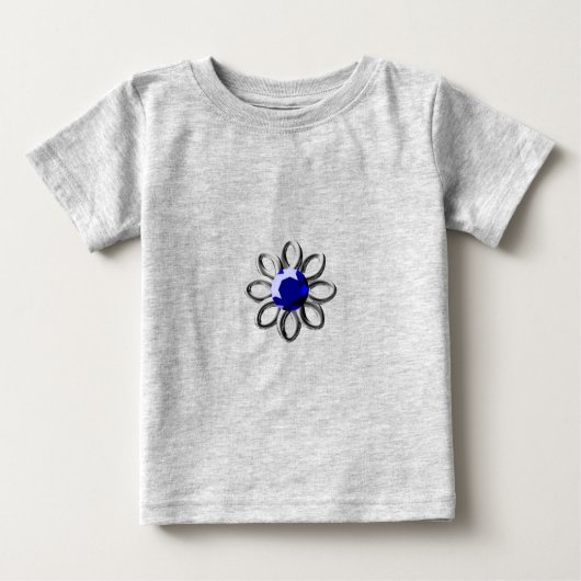 銀色の花と青い石 ベビーTシャツ (正面)