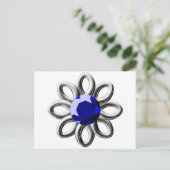 銀色の花と青い石 ポストカード (スタンド正面)