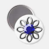 銀色の花と青い石 マグネット (正面/裏面)
