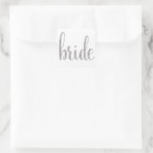 銀色の花嫁のステッカー、キラキラ色のフォント スクエアシール (バッグ)