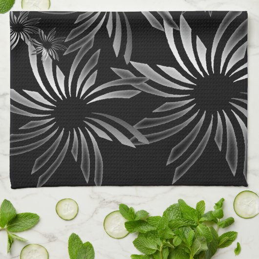 銀色の花 キッチンタオル (折り畳み)