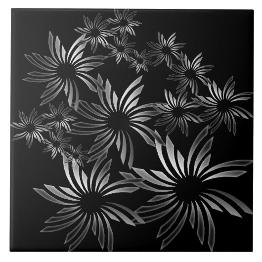 銀色の花 タイル (正面)