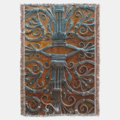 銀色の茶色の木ファンキーのドア スローブランケット (正面縦)