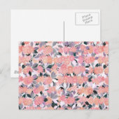 銀色の葉の背景にピンクの花 ポストカード (正面/裏面)