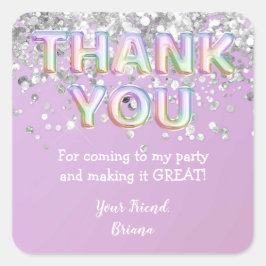 銀色の虹の風船に感謝 スクエアシール