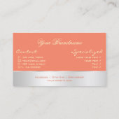 銀色の装飾と華やかなバラの花を添えた鮭 名刺 (裏面)