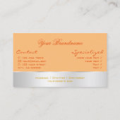 銀色の装飾を施した桃とゴージャスなバラ花 名刺 (裏面)