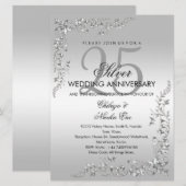 銀色の装飾 25周年記念結婚式の招待状 招待状 (正面/裏面)