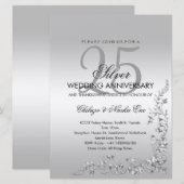 銀色の装飾 25周年記念結婚式の招待状 招待状 (正面/裏面)