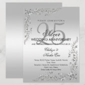 銀色の装飾 25周年記念結婚式の招待状 招待状 (正面/裏面)