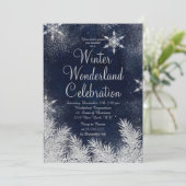 銀色の雪の結晶の企業の冬の不思議の国 招待状 (スタンド正面)