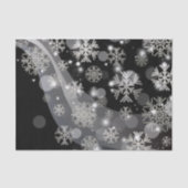 銀色の雪片が輝き、黒に光る 薄葉紙 (正面)