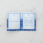 銀色の雪片が青の結婚上に飾られた感謝 サンキューカード (内部)