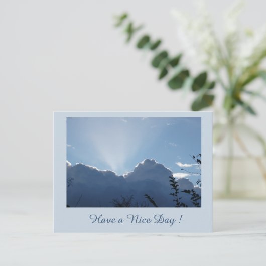 銀色の雲の顧客。素敵な一日はがきを持っている ポストカード (スタンド正面)