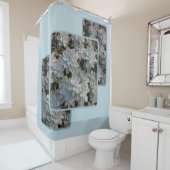 銀色の青い多肉植物写真 シャワーカーテン (インサイチュ)