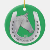 銀色の馬と馬蹄紋赤 セラミックオーナメント (裏面)